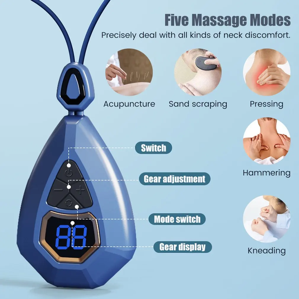 Hanging Pendant Neck Massager Pain Relief 5 Modes 15 Levels Temperature Hot Compress Deep Tissue Cervical Spine Massager