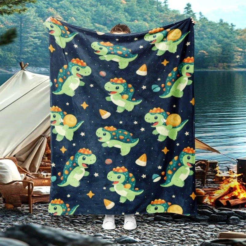 Cartoon Dinosaur Full Print Throw Blanket,Warm Sofa,Bed Lap Cover,Birthday Anniversary Home Casual Gathering Present