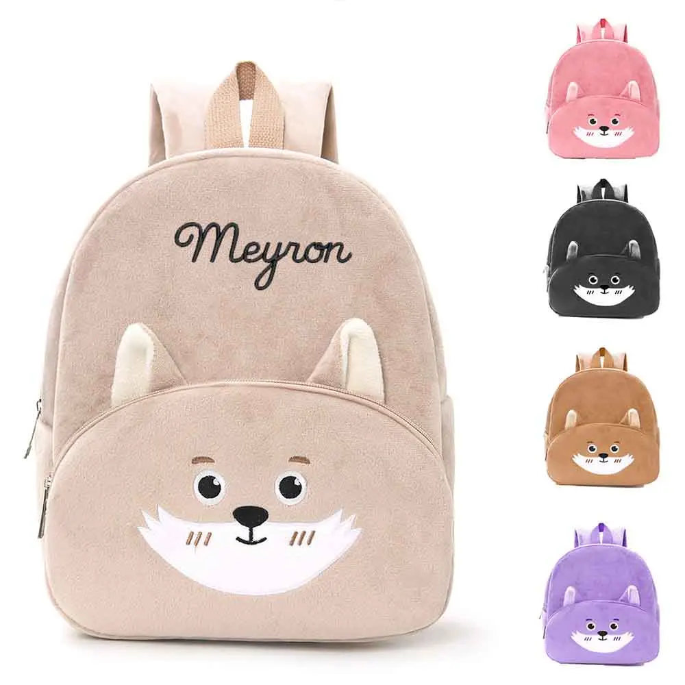 Handmade Custom 2026 New Plush Fox Children's Bag, Cute Cartoon Kindergarten Backpack, Embroidery Casual For  School Students Ba