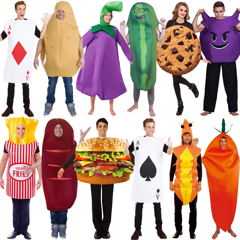 

Creative Costume Set for Men And Women Halloween Party Props Potato Chips Burger Cucumber Adult Men Women Yearly Meeting Party
