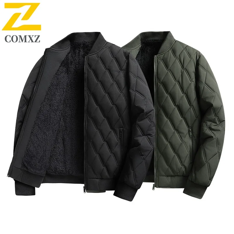 

COMXZ Padding Coat Notch Collar Outdoor Office Lightweight Coat Men Korean Style Winter Trendy Thicken Winter Windbreaker 2025