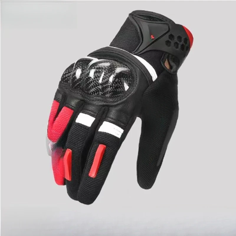 قفازات لمس للدراجات النارية من ألياف الكربون لمعدات ركوب الخيل مقاومة للرياح ومضادة للسقوط وأصابع كاملة مقاومة للاهتراء