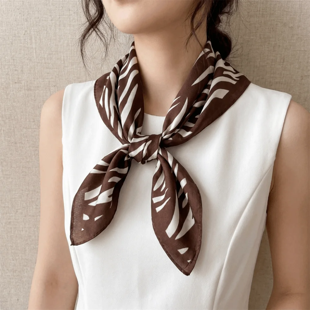 Elegant Breathable Square Scarf Lightweight Sunscreen Printed Silk Scarf Neck Wrap Hair Band Women Shawl Men