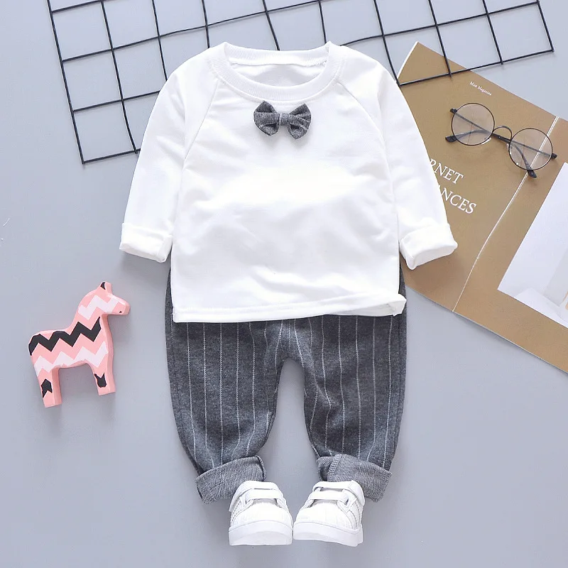 Fashion Children Gentleman Stripe Tops+Coat+Pants 3pcs Suits Baby Boys Tracksuit Party Formal Dress Up 1 2 3 4 Years