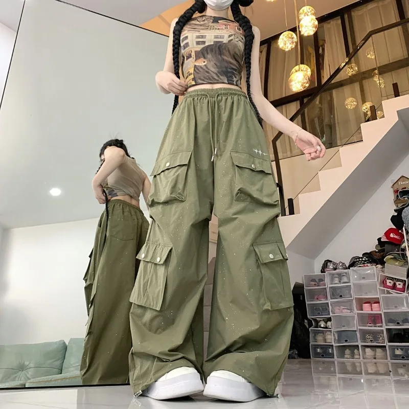 Women's Sparkle Cargo Pants for Street Dance Hip Hop Jazz Performance Slimming Athletic Wear