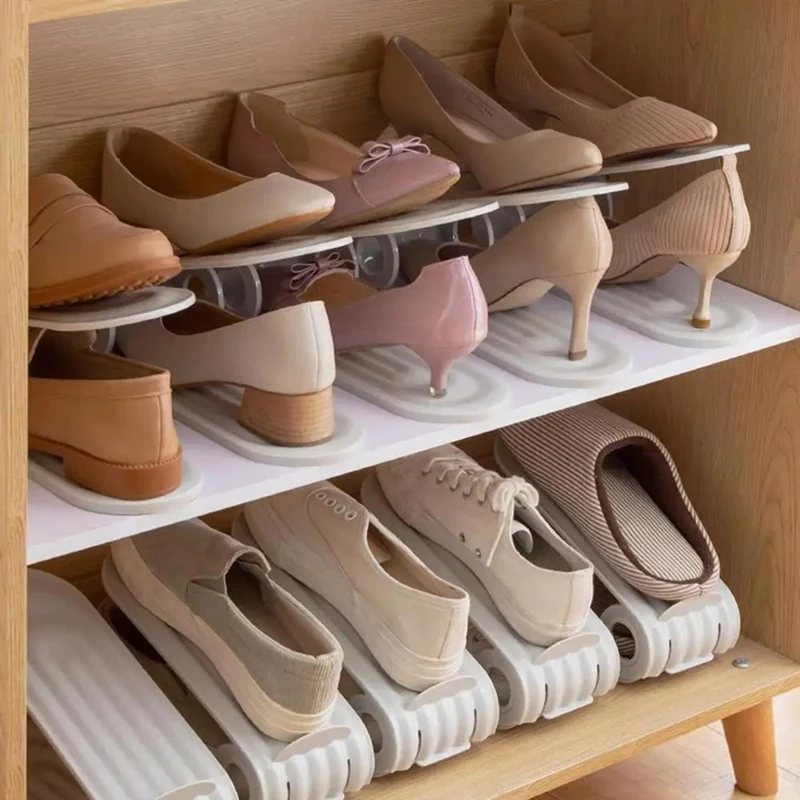 Shoe Slots Organizer 2 Levels Adjustable Space Savers 10 Shoe Holder Slim Thickened Shoe Space Saver For Most Shoes