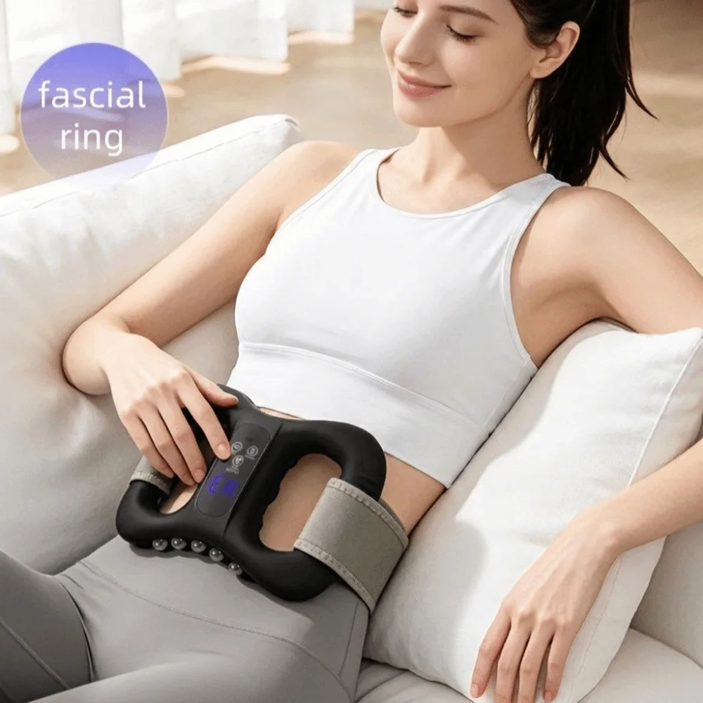 Multifunctional Fascia Massage Ring Vibration Dual-Ring Handheld Massager Hot Compress Magnetic Bead Muscle Massage Machine
