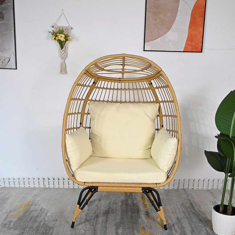Outdoor Garden Furniture Wicker Polyethylene Rattan Single Swing Hanging Eggs