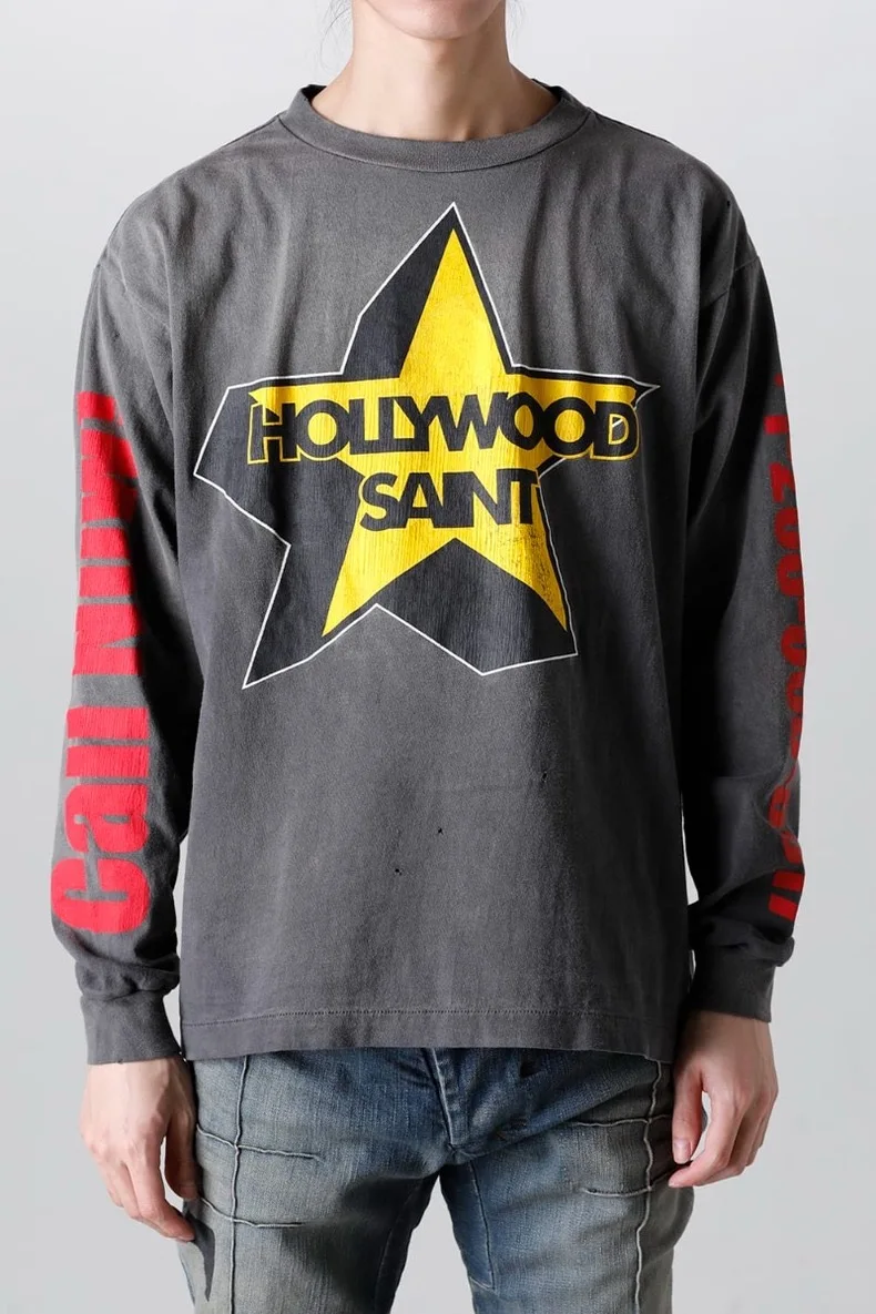 

Мужская футболка Collaboration Star Design с длинным рукавом из чистого хлопка, молодежная, модная, свободного кроя, весенне-осенняя, с круглым вырезом
