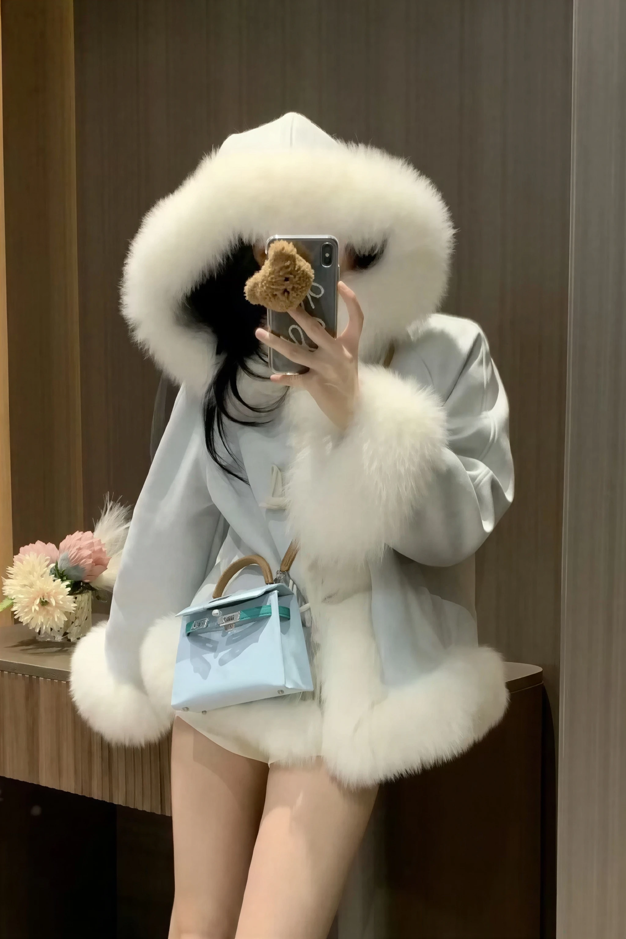 

Парки, женская парка, пальто из натурального меха, зимняя бархатная подкладка из хлопка, утолщенная панель выше колена, вышитый декоративный бант, однотонная