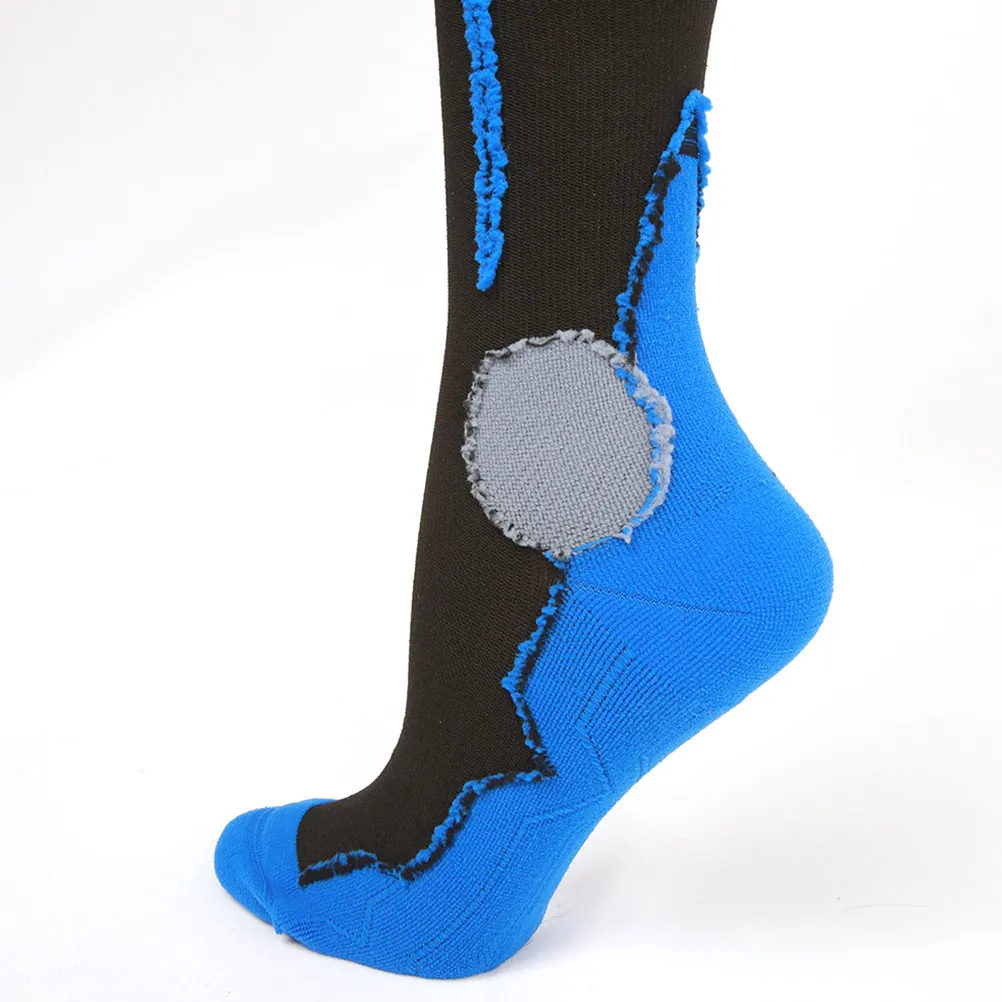 

1 Pair Compression Socks Blue Lxl Size Wear Resistant Breathable Marathon Socks Leg Protector Varicose Veins Relief Running