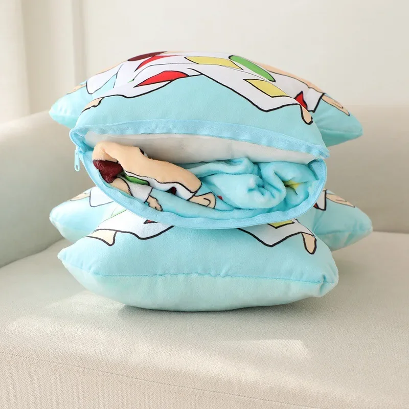 Crayon Shin-chan Pillow Blanket Summer Air Conditioning Blanket Kids Pillow Emoji Anime Peripheral Plush Car Pillow Blanket Gift