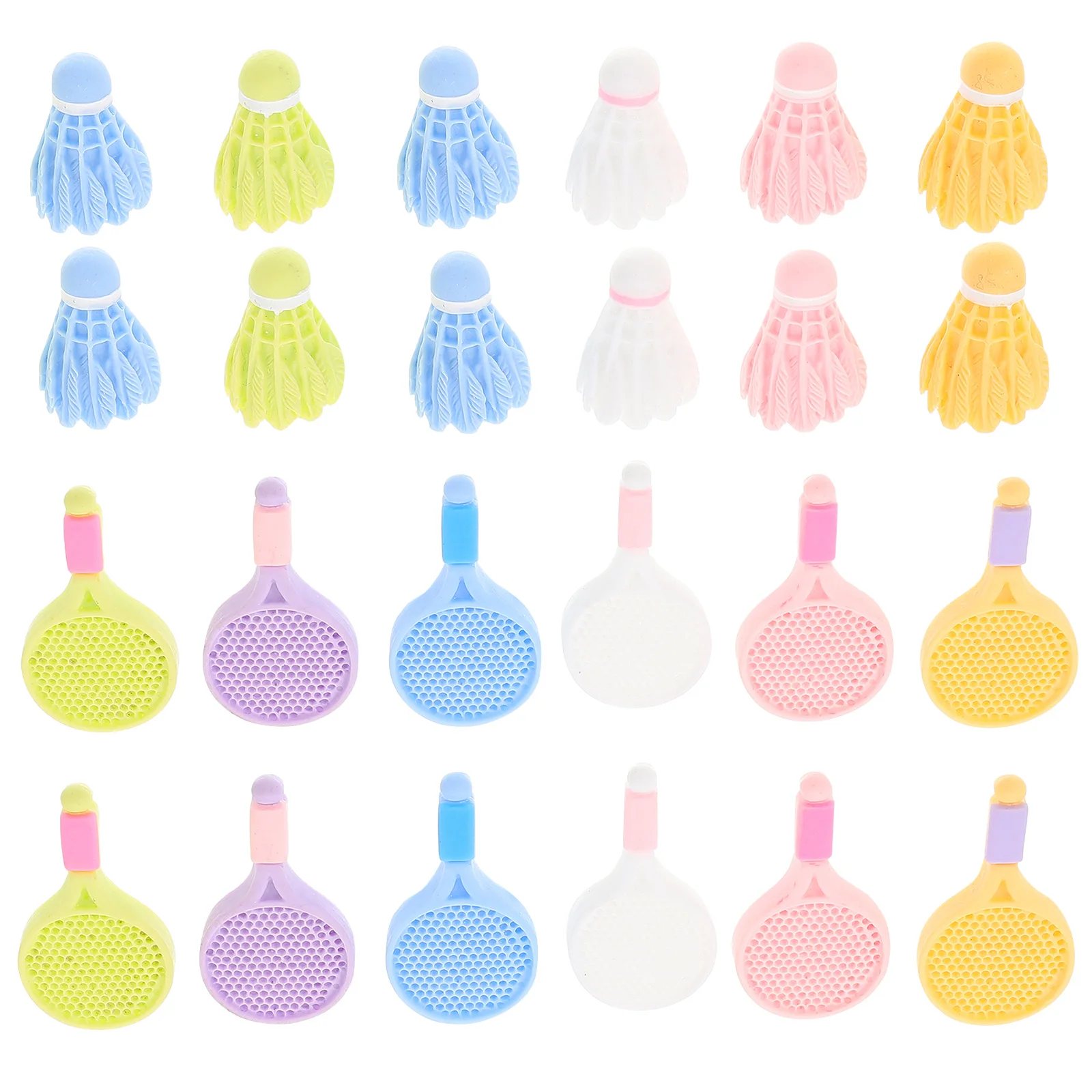 

12 Sets Badminton Racket Accessories Mini Decorative Decorate Dollhouse Sports Decoration Children's Room Toys Desktop Model