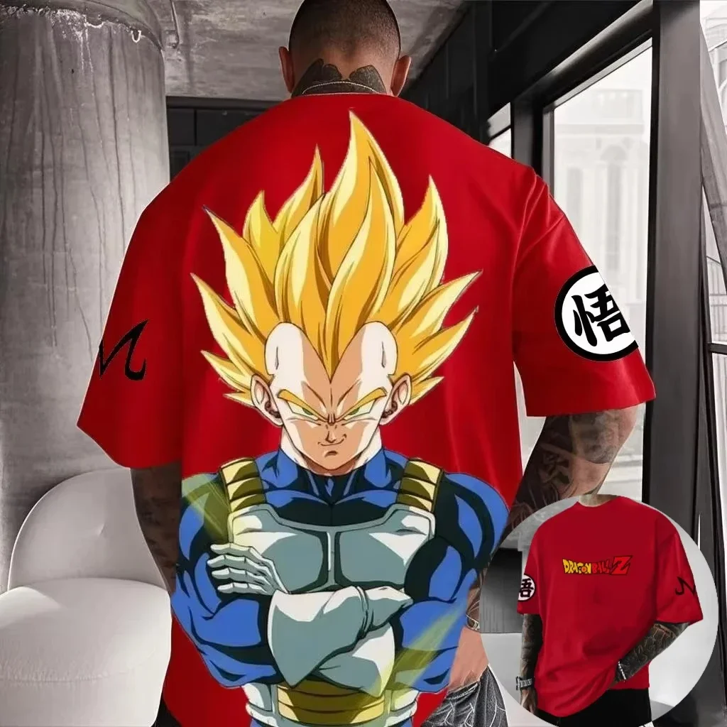 

Dragon Ball Men's T-shirt Summer New Anime Printed Casual Japanese Harajuku Loose plus Size Parent Child Top