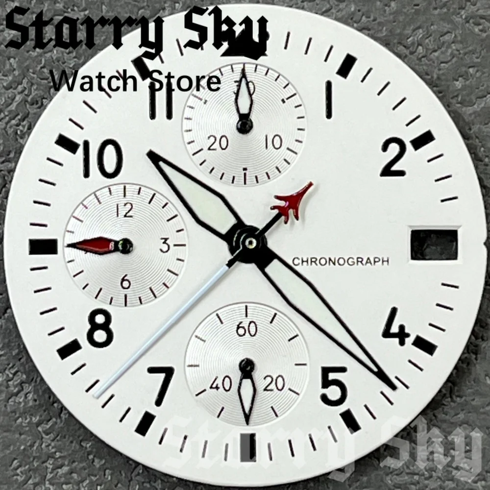 Starry Sky 30mm Pilot Style Date Watch Dial Watch Hands Watch Parts With Luminous Fit For VK67 Quartz Movement Watch Accessories