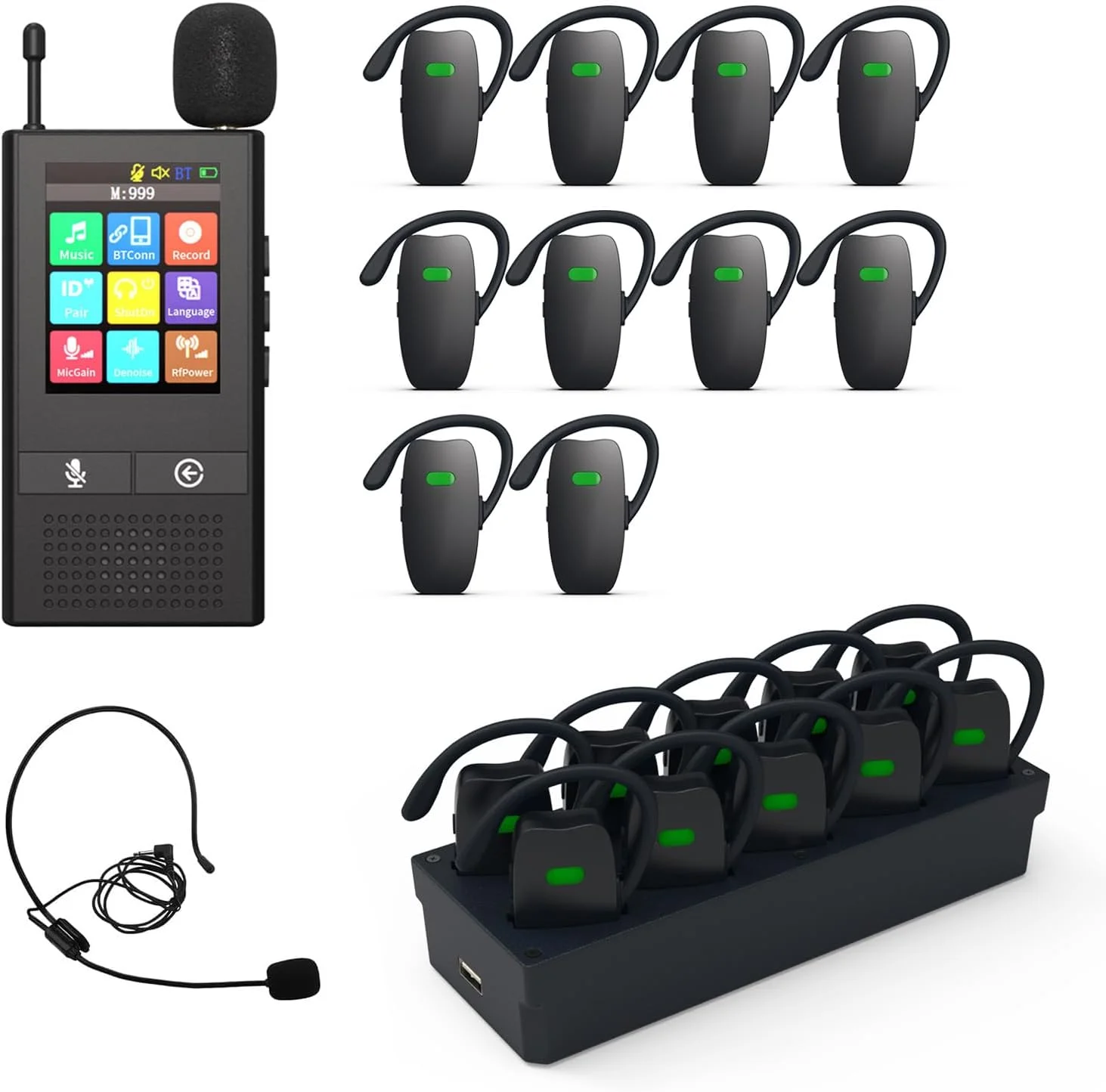 TT5/TR6 Digital Automatic Wireless Tour Guide System 150m Range Church Use Headsets IPX4 Water Resistant VHF/UHF 5W 99 Channels