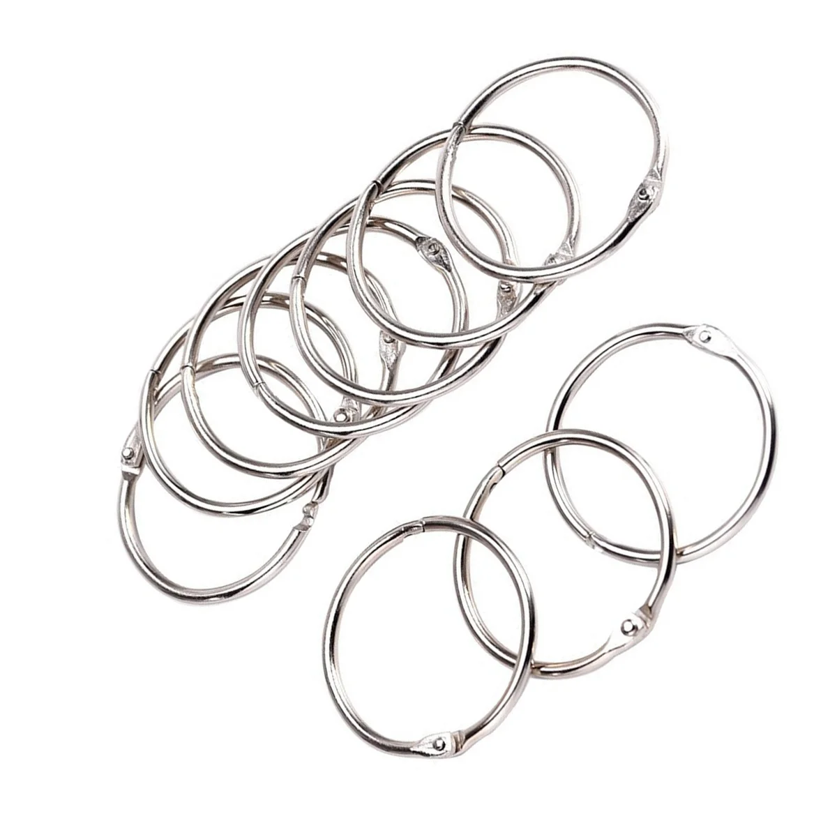 

12pcs Curtain Accessories Metal Snap Ring 50Mm Inside Diameter Silver Multi-Purpose For Clothes Drapes Loose Leaf Binder