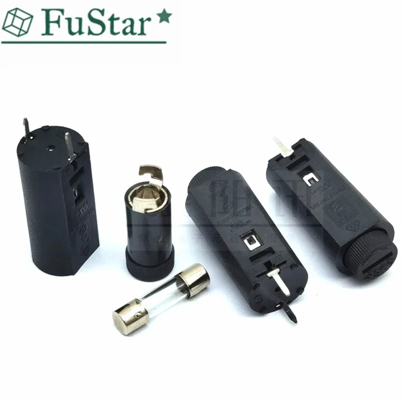 10Pcs=5Set PTF45 PTF50 Safety Socket 5*20 Imported Fuse Holder PCB Plug-in Welding Vertical  Base With 5pcs Glass Fuse PTF-45/50