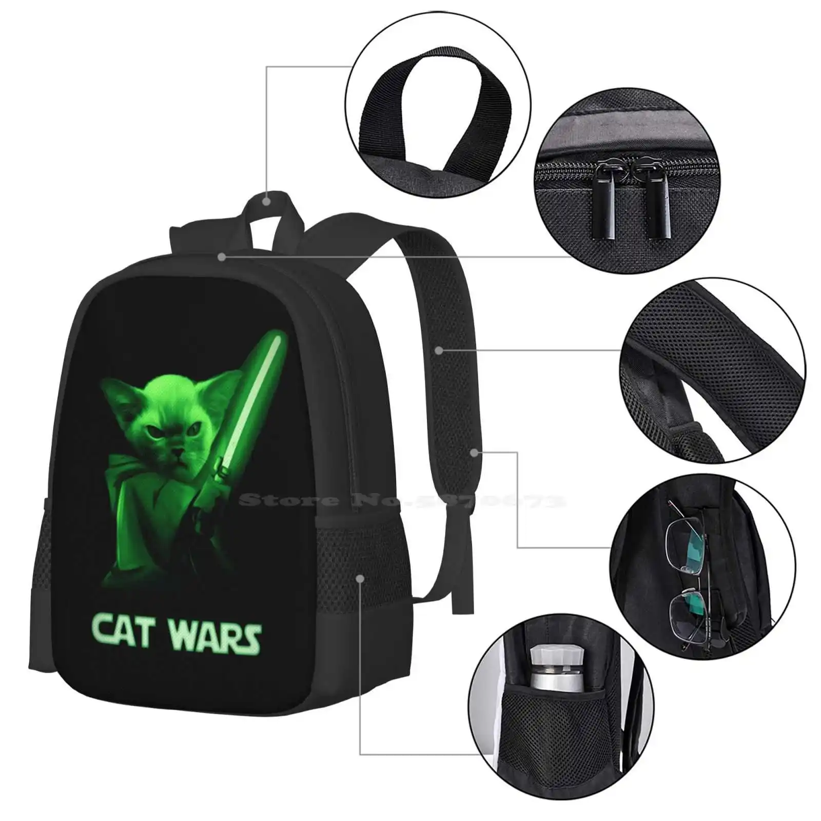 Mochila escolar de gran capacidad de Cat Wars, mochila para portátil