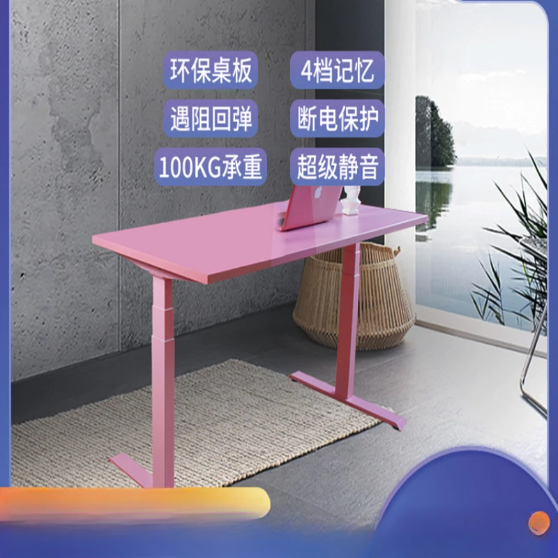 Electric Height Adjustable Pink Standing Gaming Desktop Home Study Computer Desk