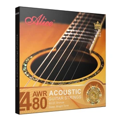 Alice AWR480 Acoustic Guitar Strings 1st-6th Hexagonal Core 80/20 Bronze Nano Polished Coating Performance Strings