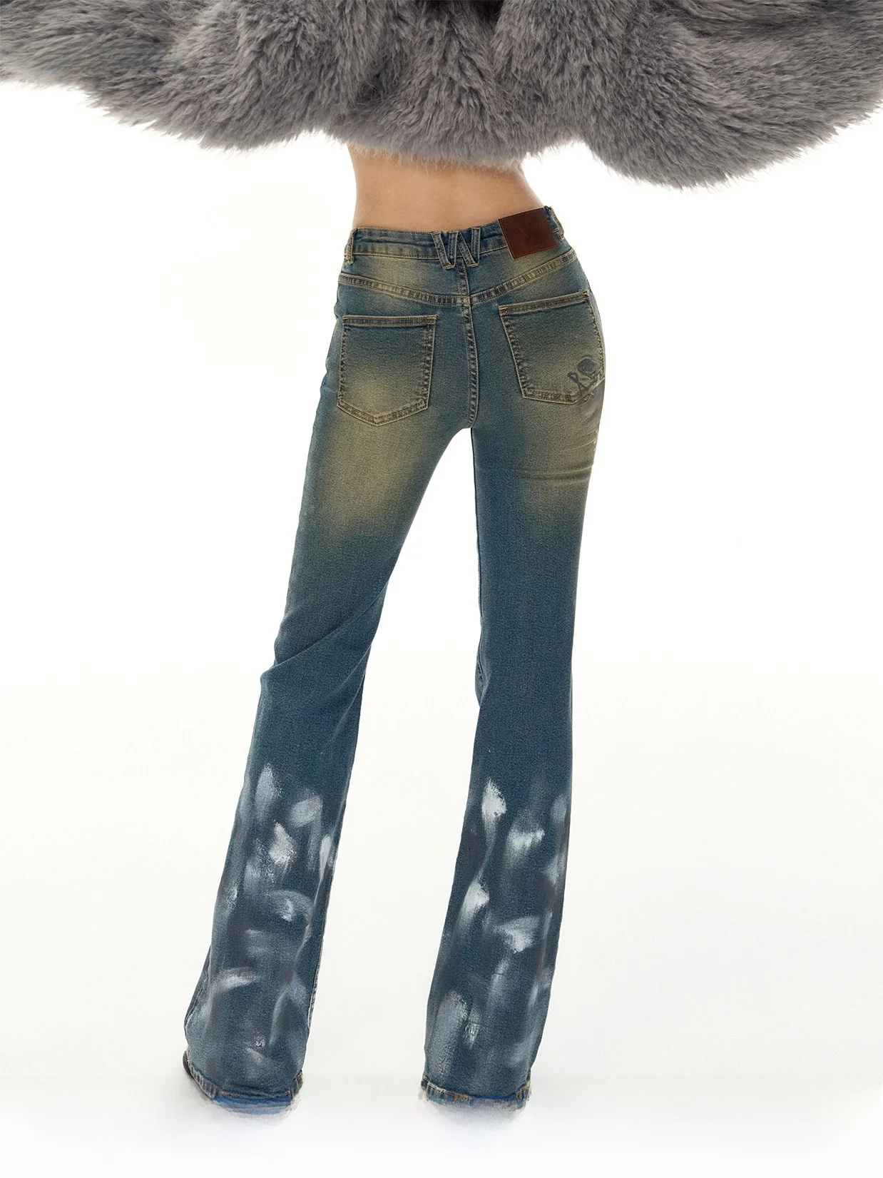 

Джинсы NAWS ручной работы с низкой посадкой, высокой эластичностью, прямым кроем, в уличном стиле, с длинными штанинами, синие, из денима, для женщин, модные