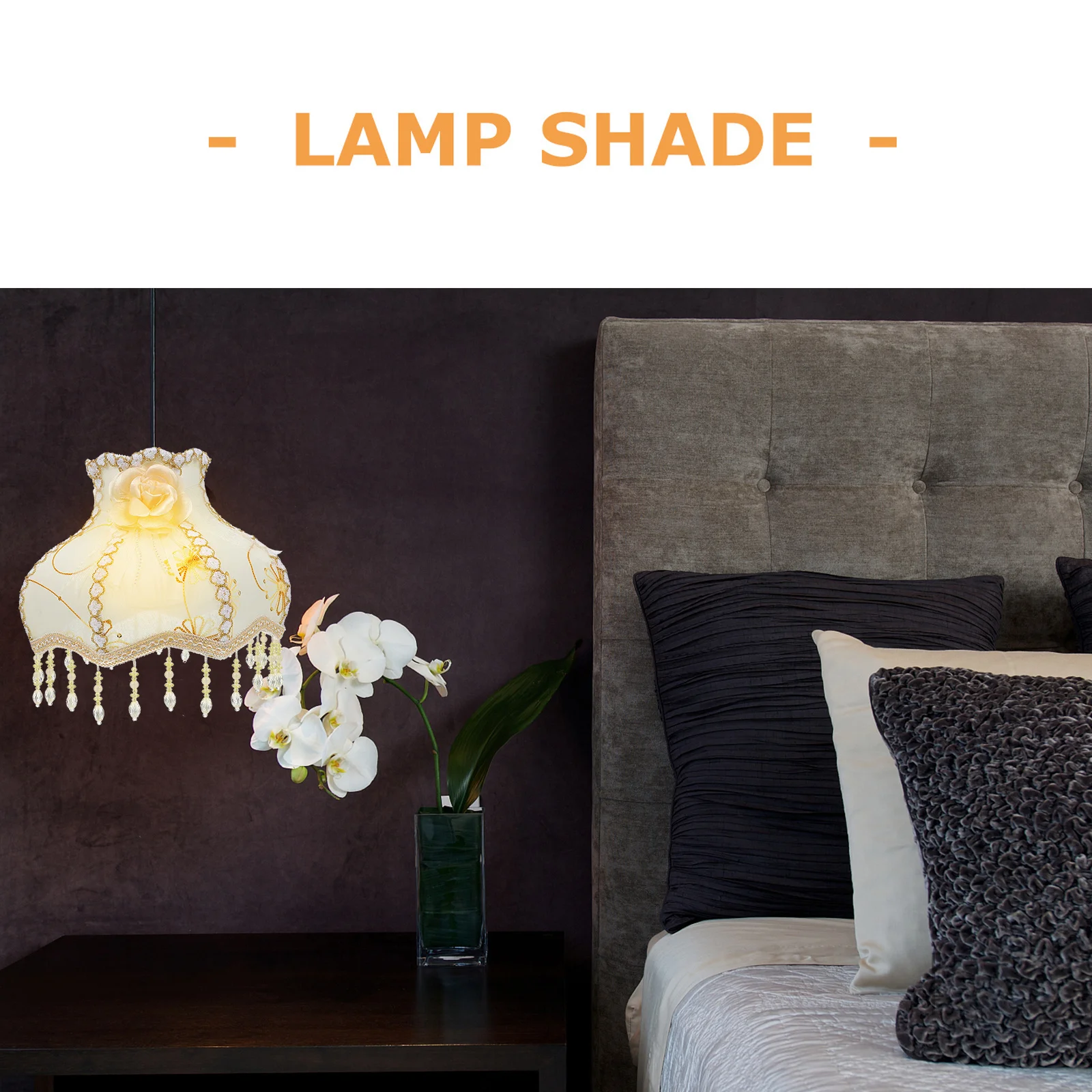 

1pc European Vintage High-End Cloth Art Bead Lace Lampshade For Light Decor Stylish Dust-Proof Eye Protection Bedroom Living