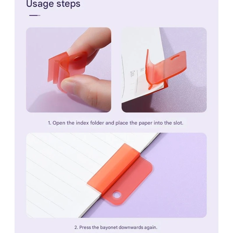 Set of 6 Candy Colored Multi Purpose Document Clips Push Pull Design for File Organization in School Office and Home 77JC