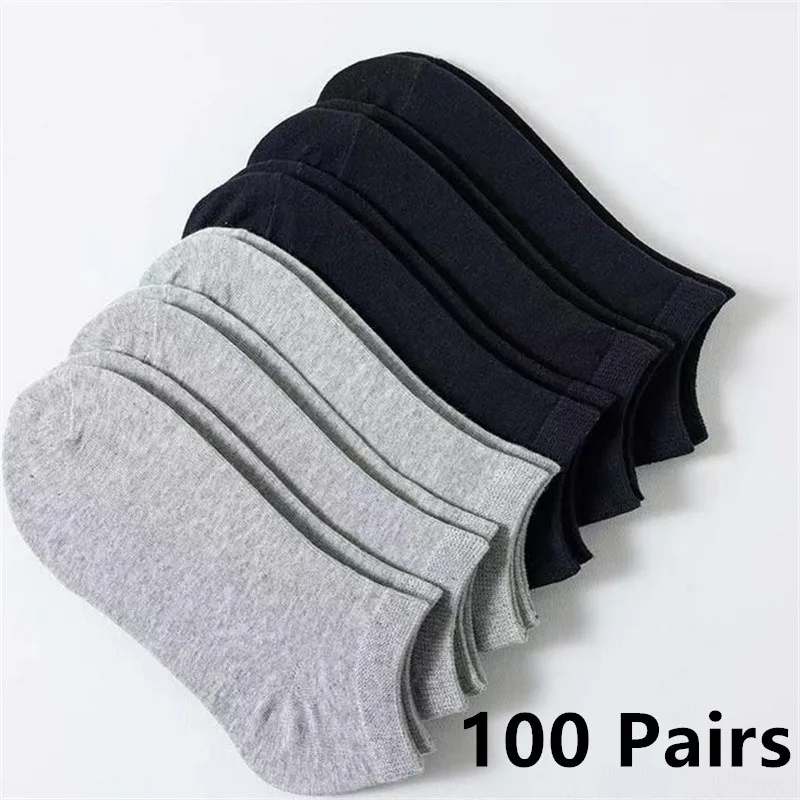 10/50/100 Pairs Women Men Boat Socks Invisible Low Cut Non-slip No-show Ankle Socks Solid Color Casual Breathable Wholesale  ﻿