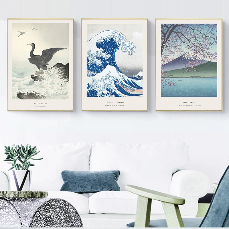 Hokusai Ohara Koson Japanese Wave Abstract Canvas Painting Wave Wall Art Scandinavian Poster Living Room Home Decoration