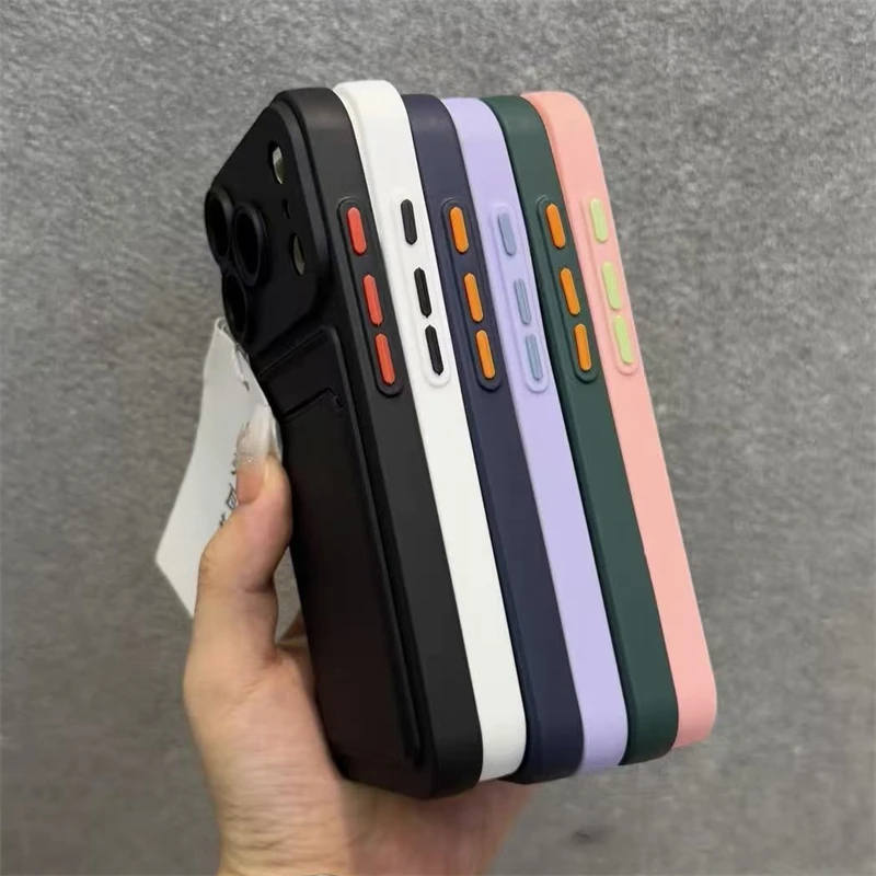 Kartenhalter-Slot-Brieftaschen-Telefonhülle für iPhone 17, Air 11, 12, 13, 14, 15 Plus, 16, 17 Pro Max, stoßfeste, weiche, matte Silikon-Rückseite – Detail 11