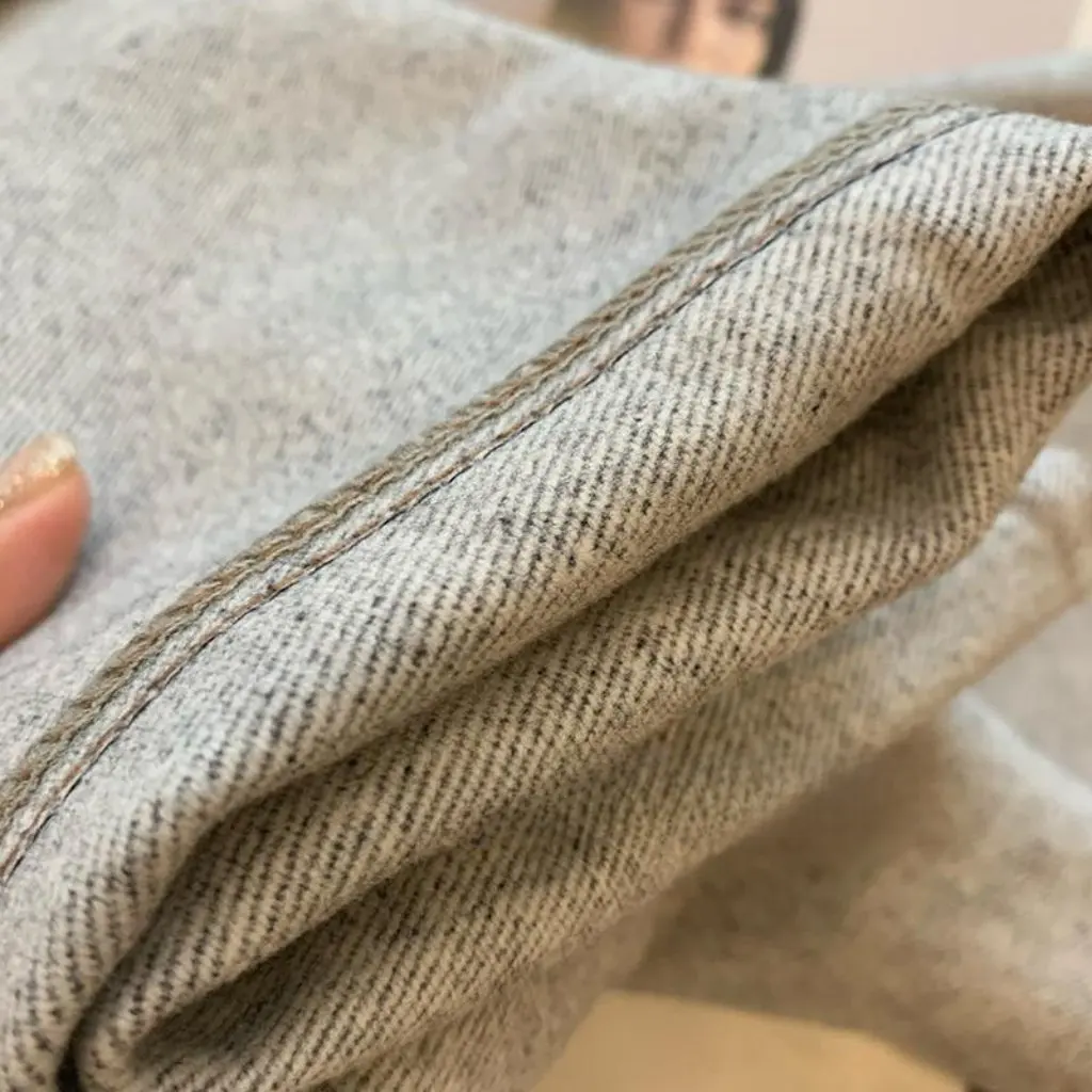 

Vintage Warm Fleece-Lined Wide Leg Jeans Dark Blue Lace-Up Versatile Autumn Winter Fashionable Curled Elegant Women's Denim