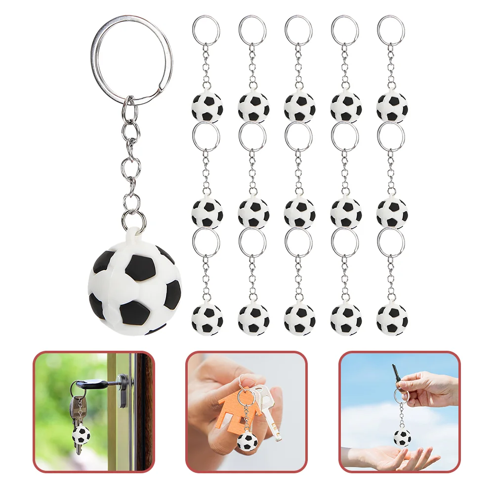 16 Pcs Ball Keychain Kids Keychains for Boys Football Backpack Players Mini Soft Rubber Sports Keyring Child Fob