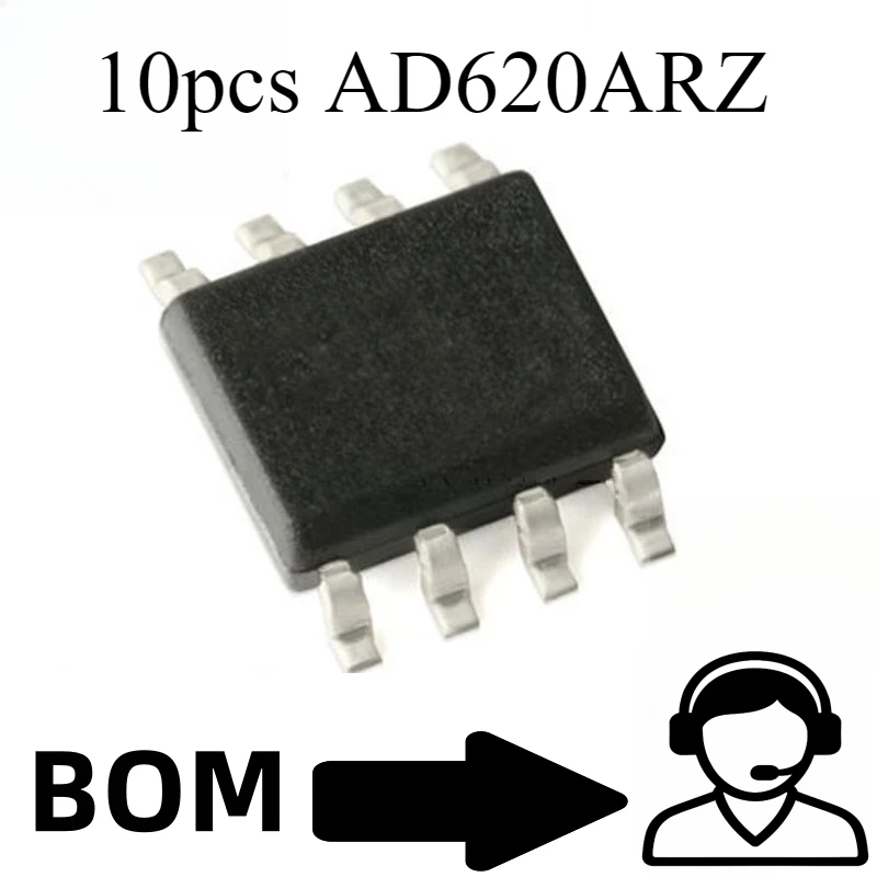 

10pcs AD620ARZ AD620A SOIC-8 low drift, low power instrument amplifier;