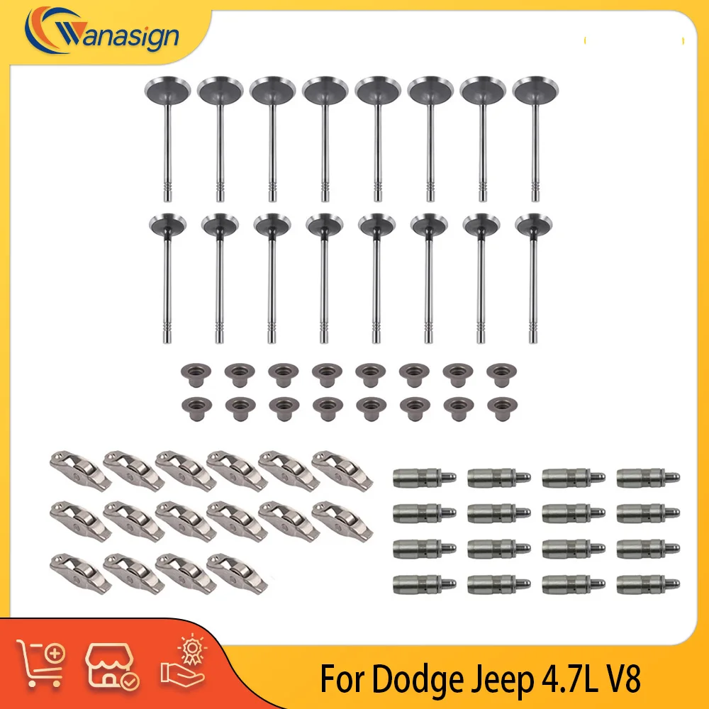 Engine Parts Lifters Rocker Arm Intake Exhuast Valves Kit Fit 4.7 L V8 Gas For Chrysler Dodge Jeep 4.7L 5073596AA 53020747AB