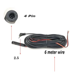 Cable de extensiรณn de cรกmara trasera, Conector de 2,5mm, 4 pines, streaming, dashcam, imagen de marcha atrรกs