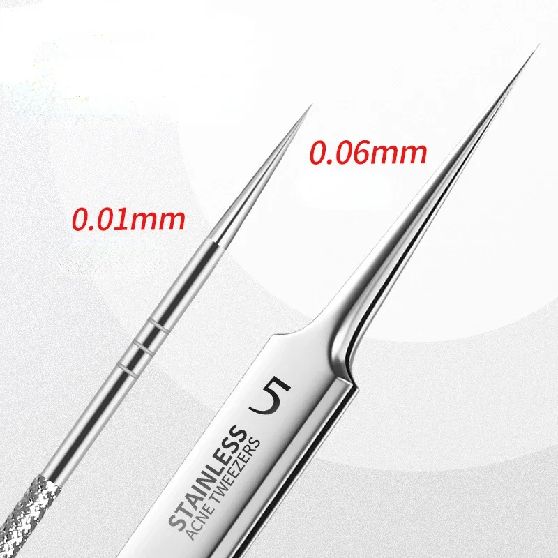 Stainless Steel Ultra-fine No.5 Cell Pimples Blackhead Clip Tweezers Beauty Salon Special Scraping Closing Artifact Acne Needle