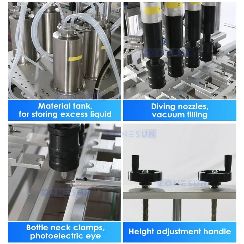 ZONESUN 自動香水瓶充填機真空ポンプ香水シール圧着機包装機器 ZS-FAL180X