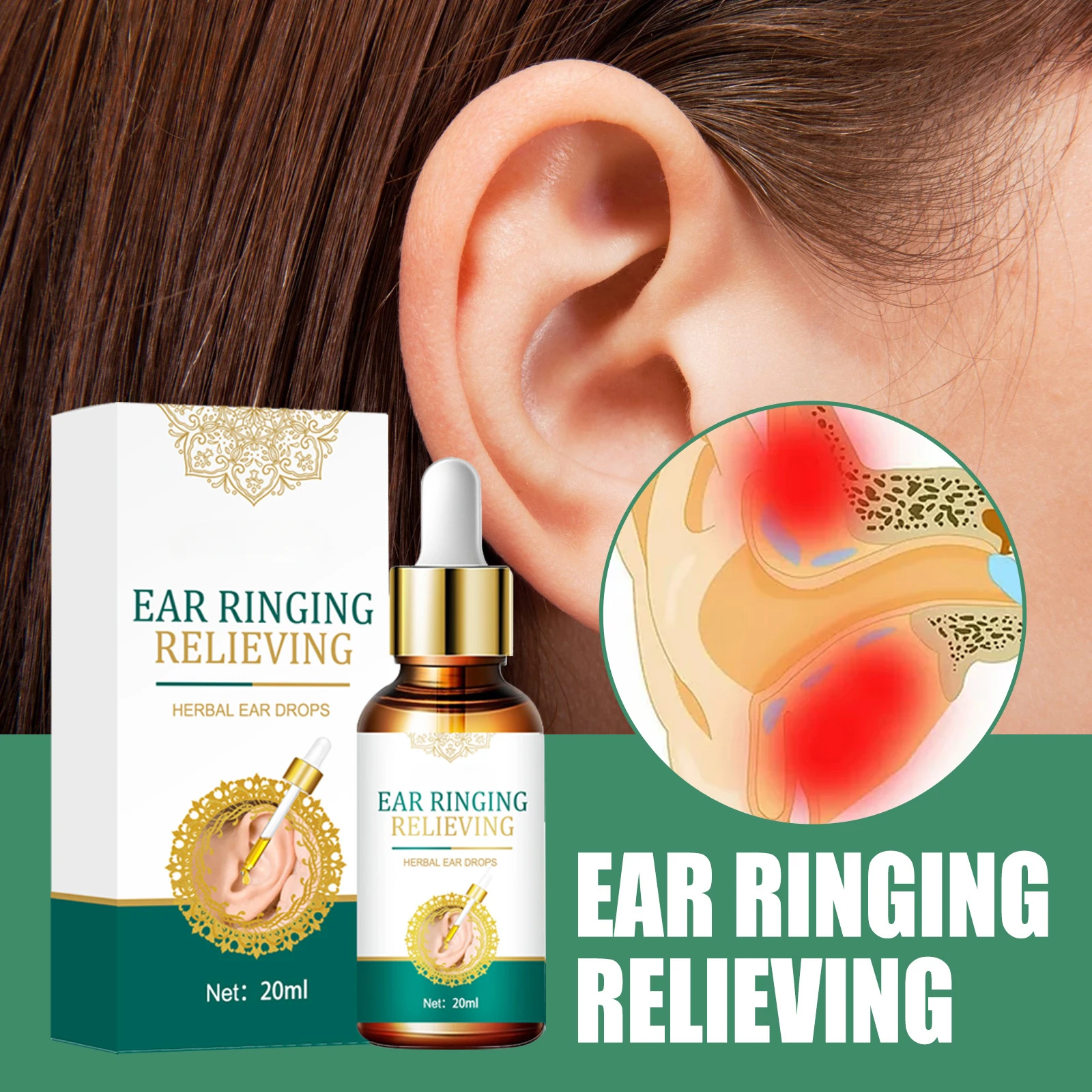 

Tinnitus ear drops for external use, cochlear care solution, ear drops for ear care, relieving and eliminating tinnitus