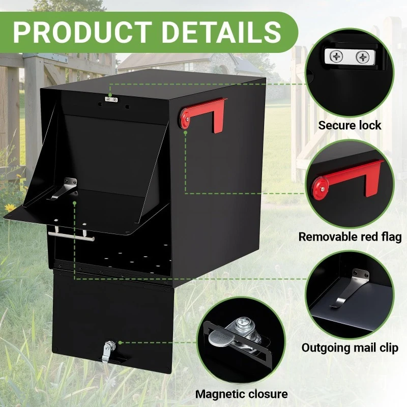 Outdoor large rainproof mailbox, anti-theft mailbox, tin mailbox.