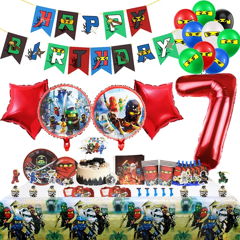 Ninja-Geburtstagsparty-Dekoration, neues Ballon-Kombi-Set für Kinder, Event-Zubehör, Latex-Ballon-Hintergrund, Einweggeschirr