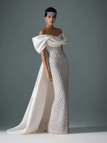 Oisslec Dress Elegant Vintage Sweet Beige Lace Sequins Shiny Boat Neck Customize Formal Occasion Prom Dress Evening Party Gowns