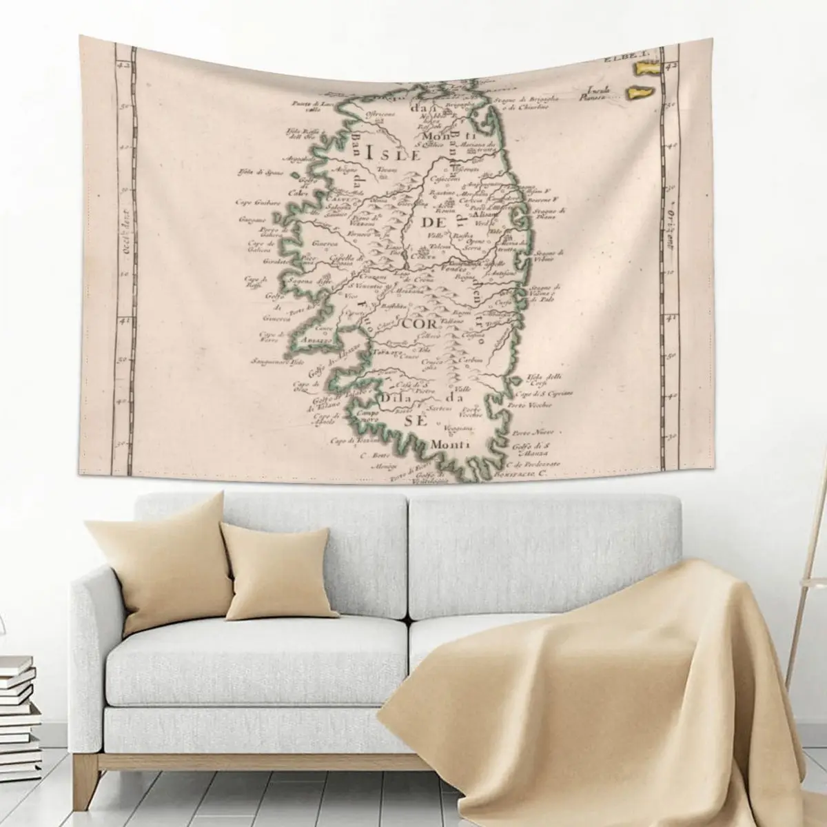 

Vintage Map of Corsica France (1697) Tapestry Room Decorating Aesthetic Aesthetic Room Decors Tapestry