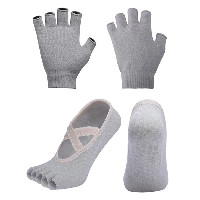 Yoga socks gloves combination five-finger full-finger half-finger round head two-finger non-slip fitness sports socks