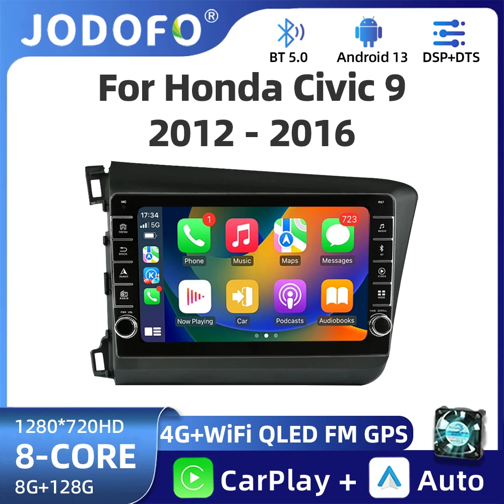 

9" Android 13 Car Radio for Honda Civic 2012 2013 2014 2015 2016 Multimedia Player 4G Carplay Stereo GPS DVD 2 Din Head Unit