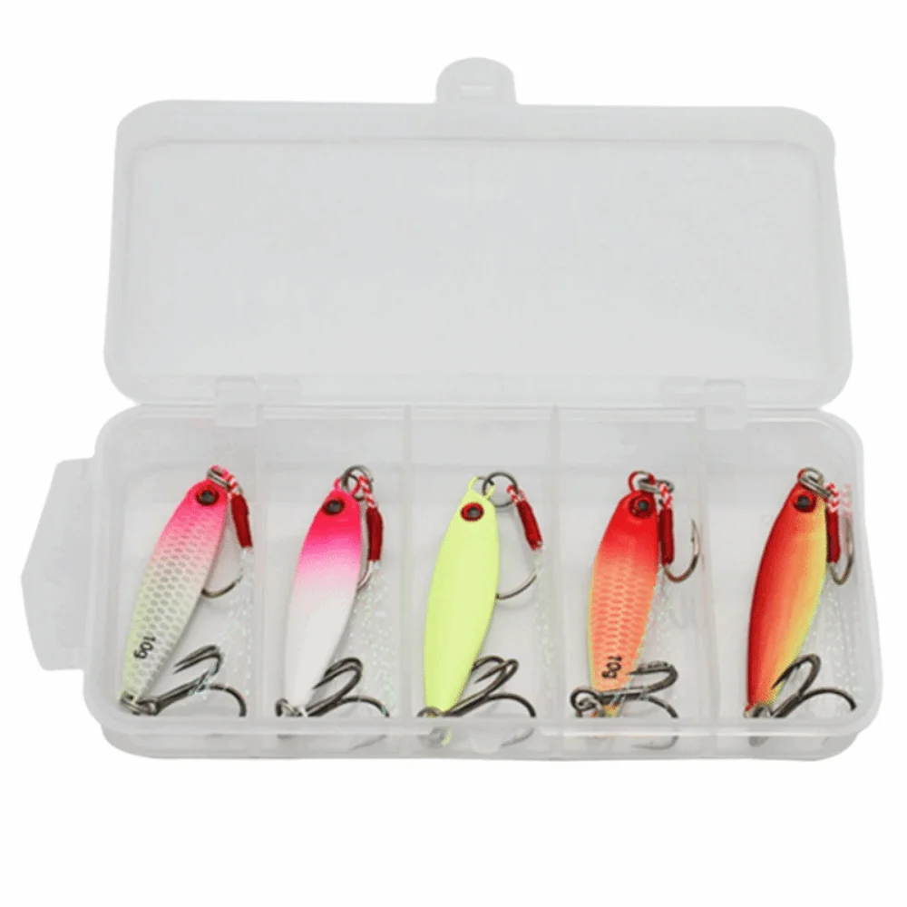 

5Pcs Crank Hook Luminous Fishing Lures Hooks 5 Size Rotating Tail Artificial Fishing Bait Set 3D Eye Colorful