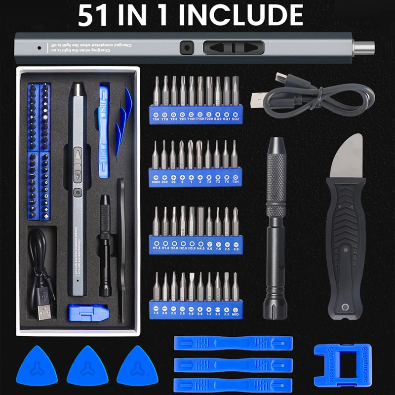 Imagem -03 - Conjunto de Chave de Fenda Elétrica Magnética Torx Hex Parafuso Driver Bits Kit Usb Recarregável Telefone Ferramentas de Reparo do Agregado Familiar 36 51 em