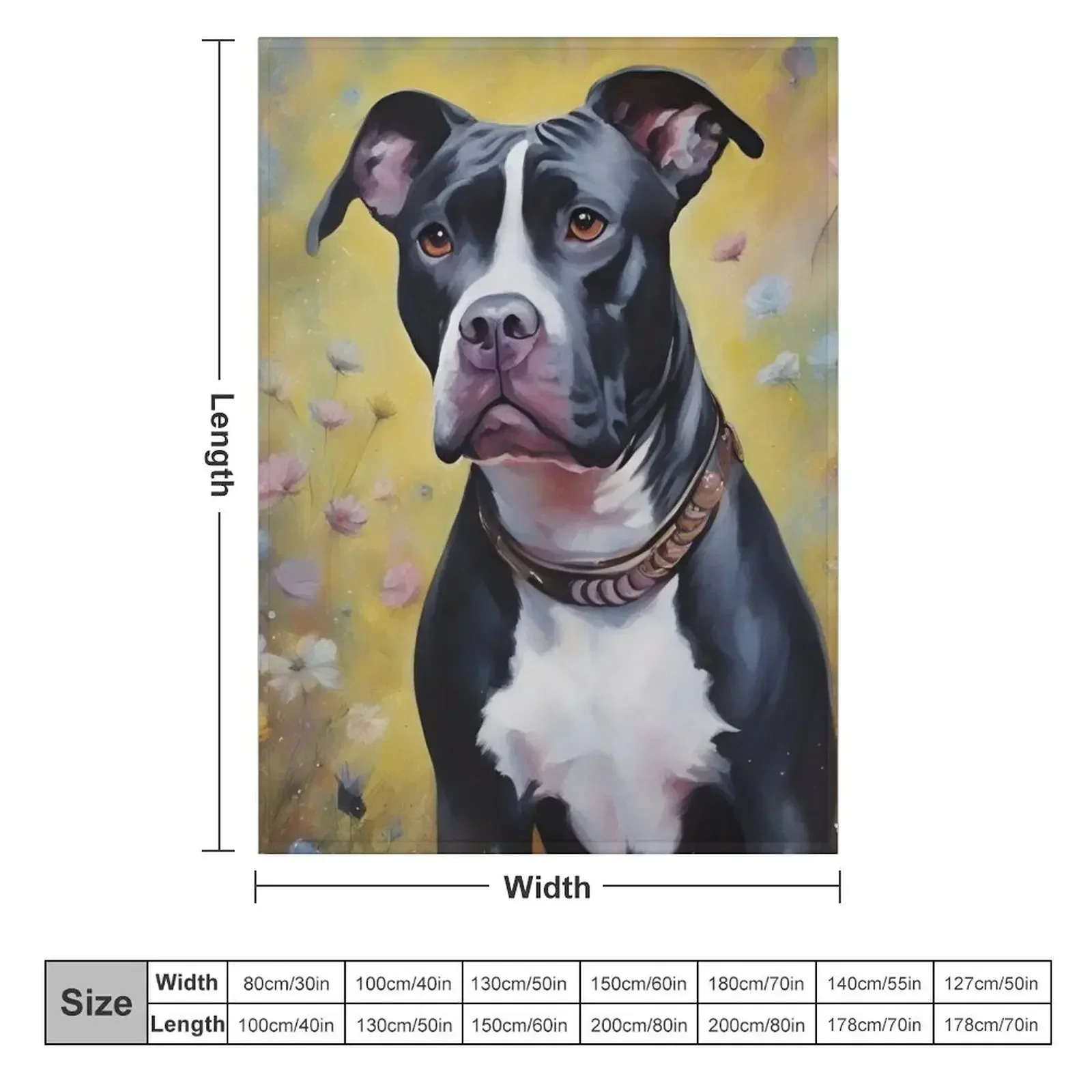 Black and White Pitbull Dog Throw Blanket couch cozy soft plush fuzzy picnic outdoor blanket