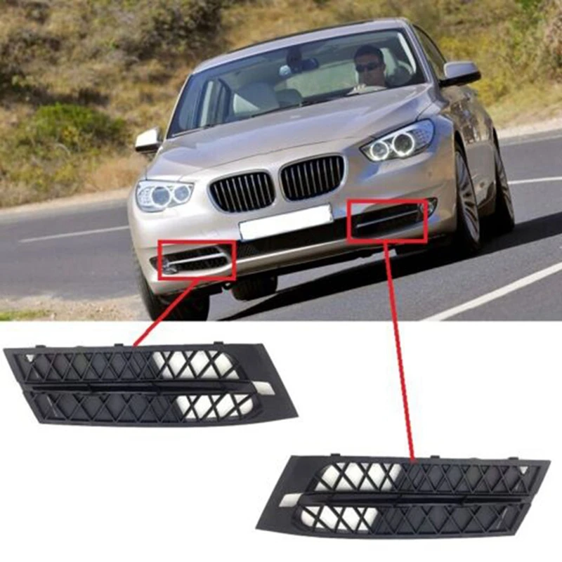 Car Front Left Right Lower Open Grille Front Bumper Grille Set For BMW 5' F07 GT 2008-2013 51117200735 51117200736