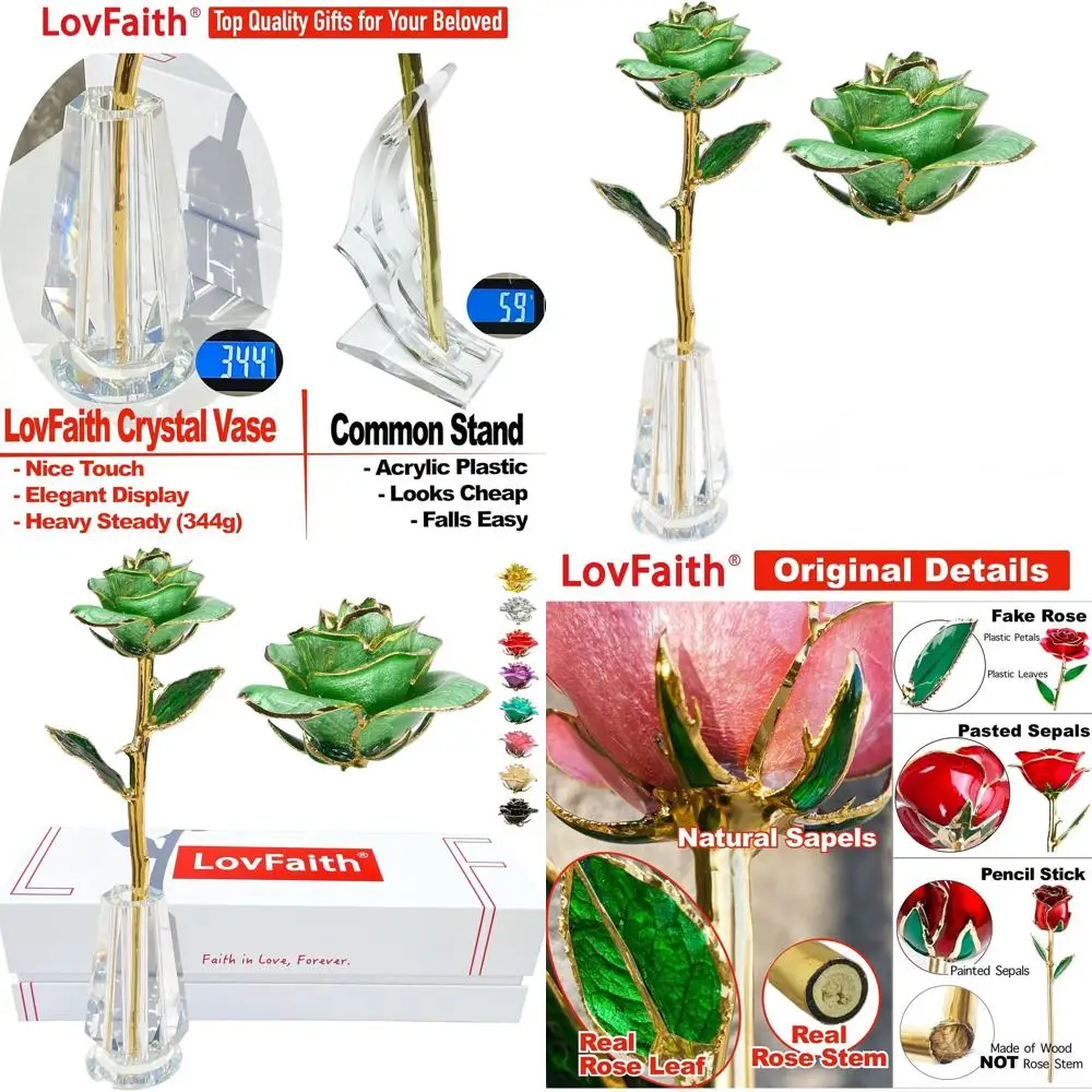 

Позолоченная 24-каратным золотом настоящая роза с хрустальной подставкой — идеальный подарок на годовщину или день рождения для неё